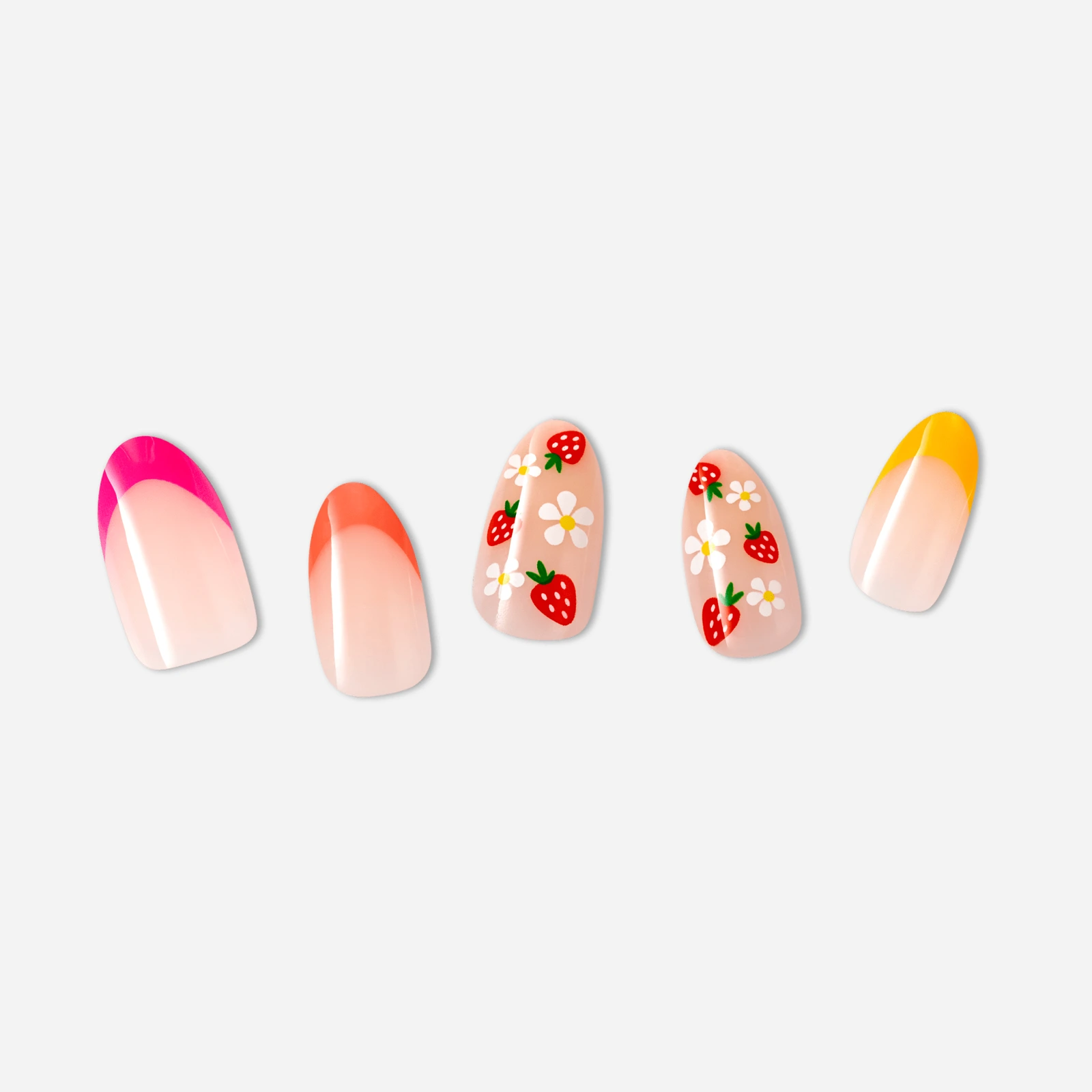 Nude · Pink · Yellow nail art