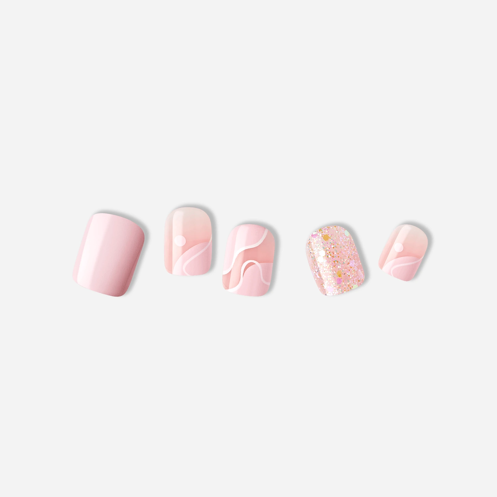 Pink · Fine shimmer · Hand-painted nail art