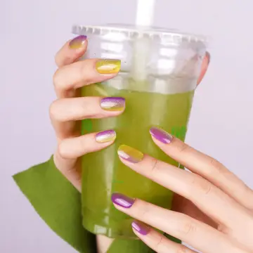 Pink · Blue & green · Purple nail art