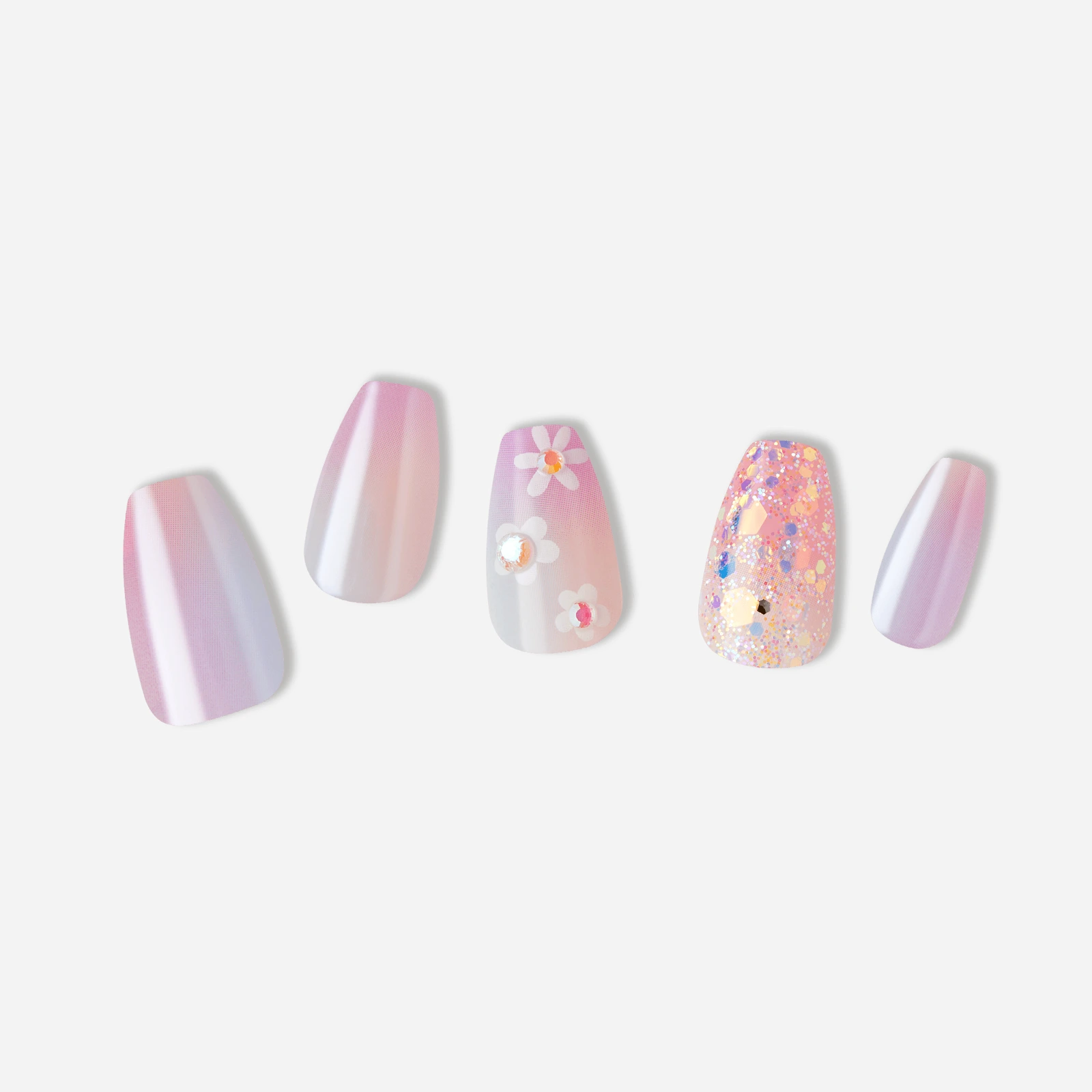 Pink · Purple · White nail art