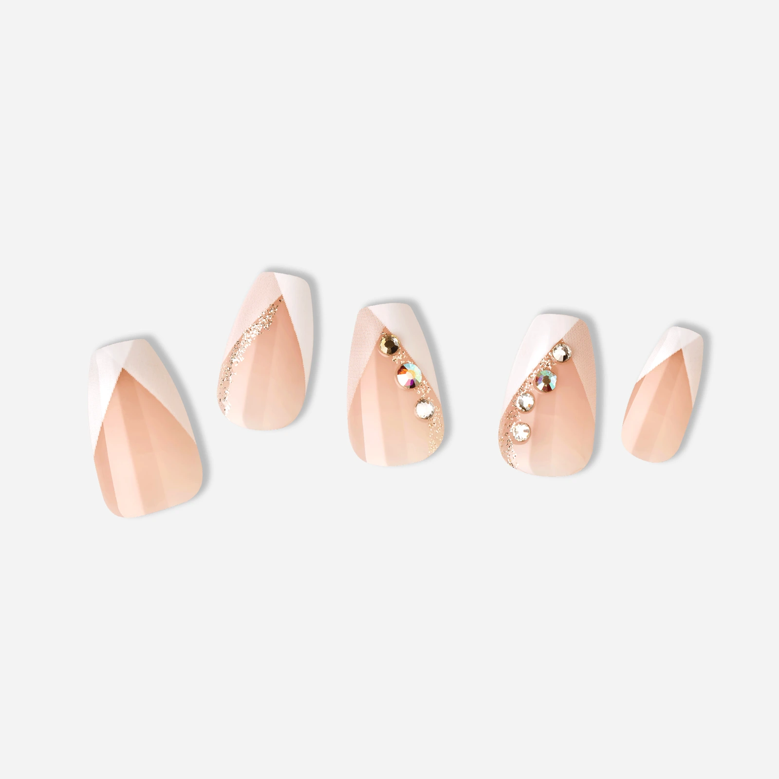 Nude · White · Gold nail art