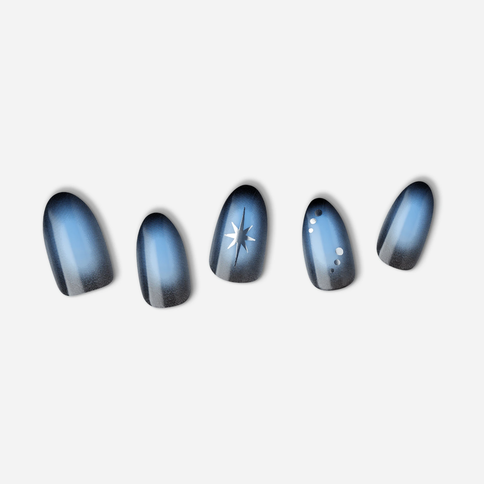 Blue · Black · Gray nail art