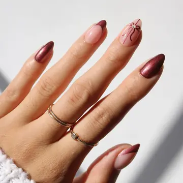 Nude · Red · Chrome nail art