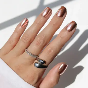 Brown · Chrome · Short nail art