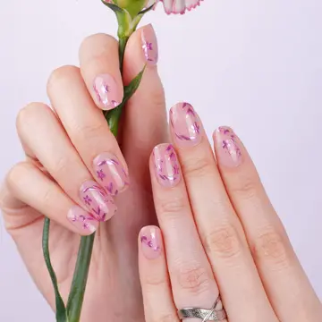 Pink · Purple · Fine shimmer nail art