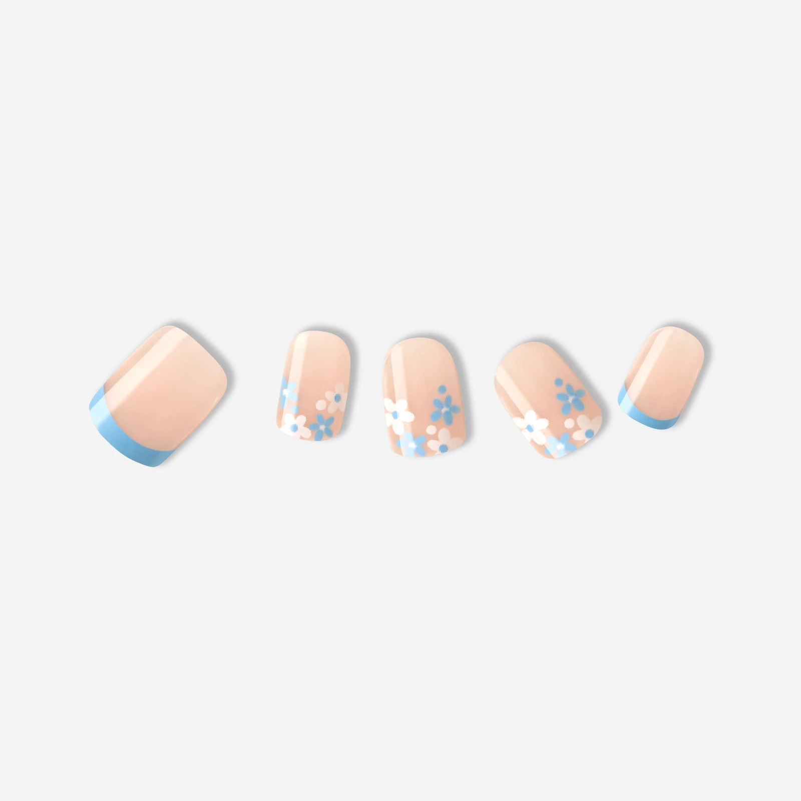 Nude · Pink · Blue nail art