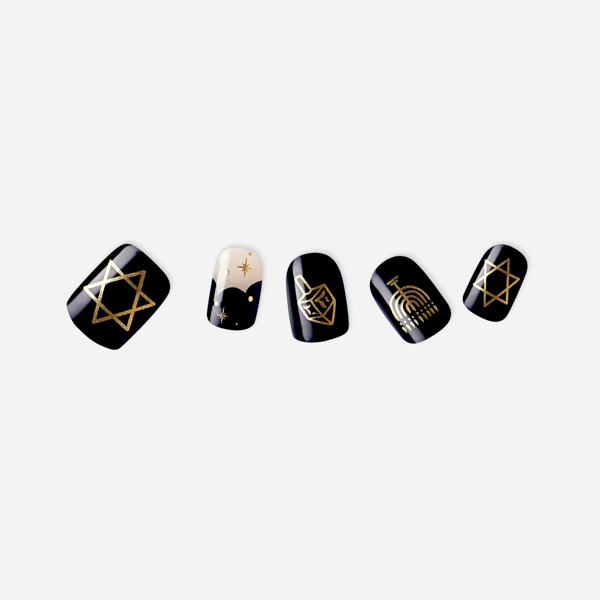 White · Black · Gold nail art