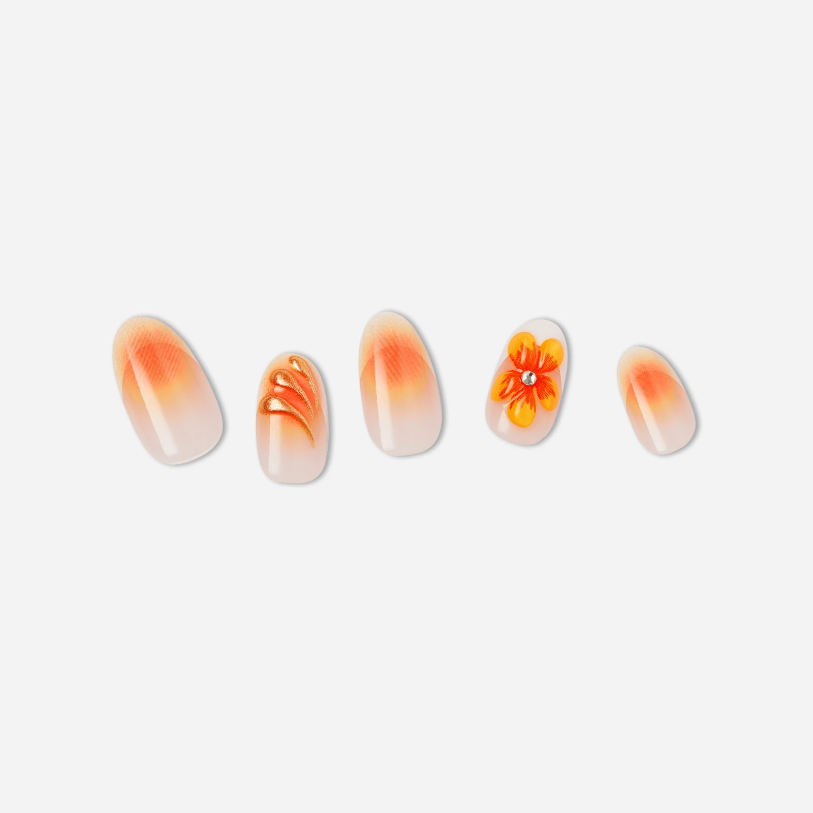 White · Orange · Gold nail art