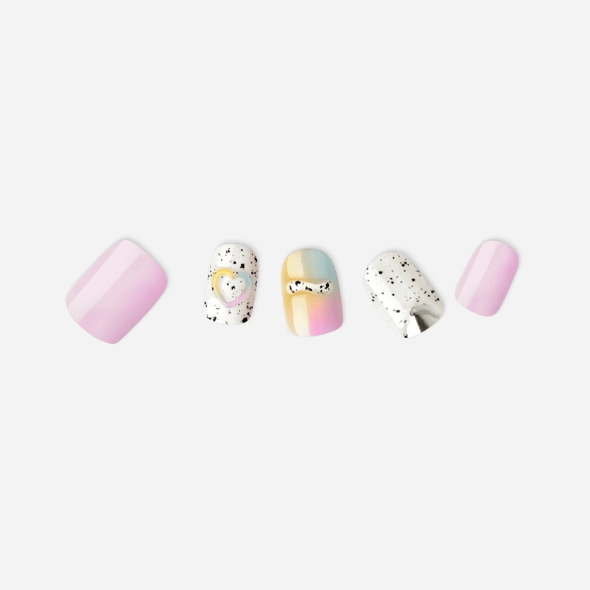Pink · Blue · White nail art